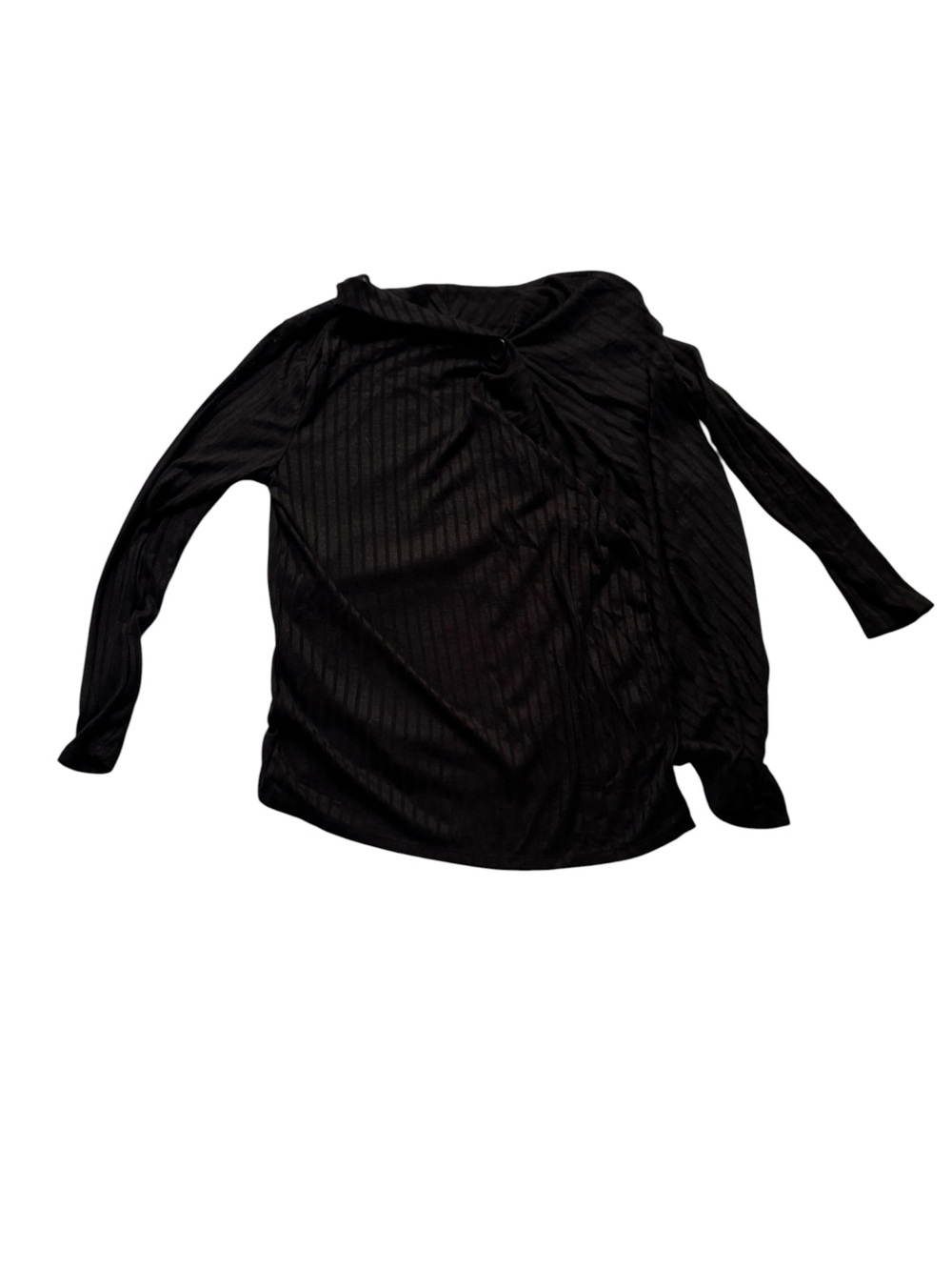 Dana Buchman Black Ribbed Open-Front Cardigan